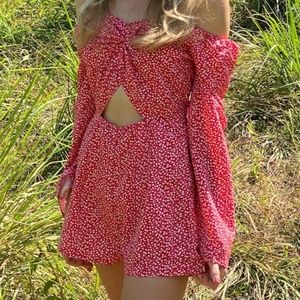 Tigermist red and white romper
